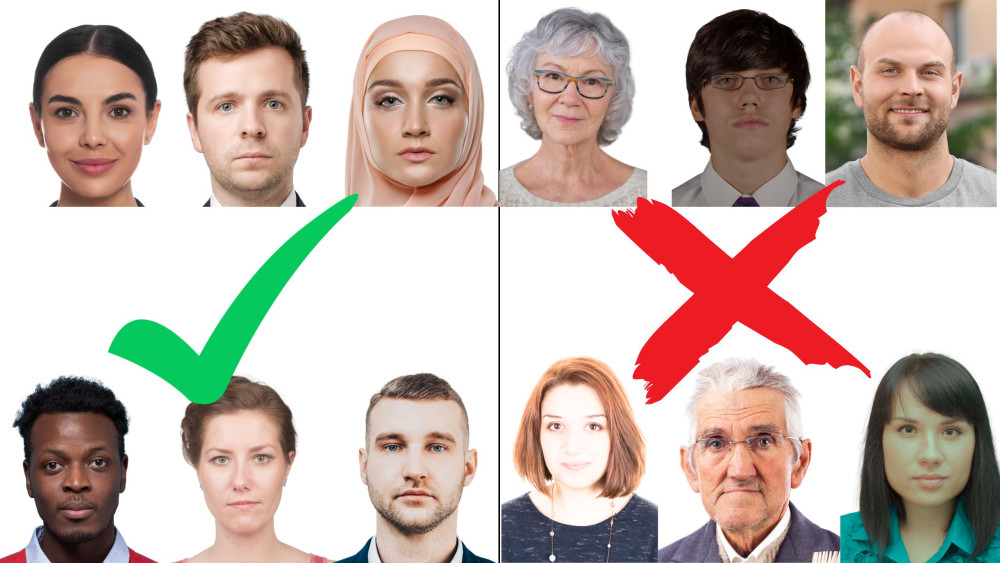 Examples of good or bad passport photos