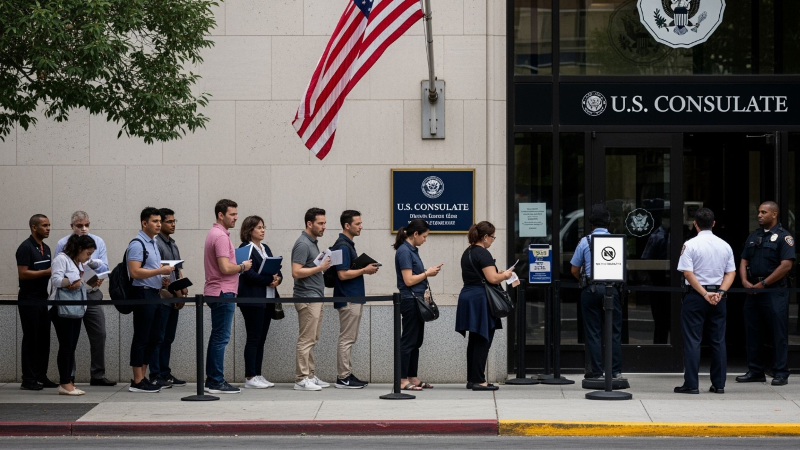 Warten auf das Interview im US-Konsulat